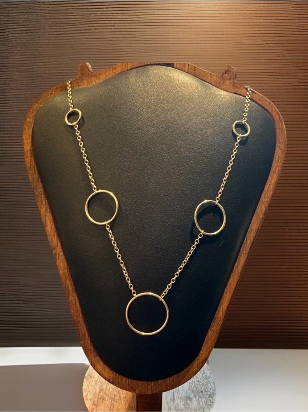 18” QVC 14k Polished Circle Station Oval Chain Necklace